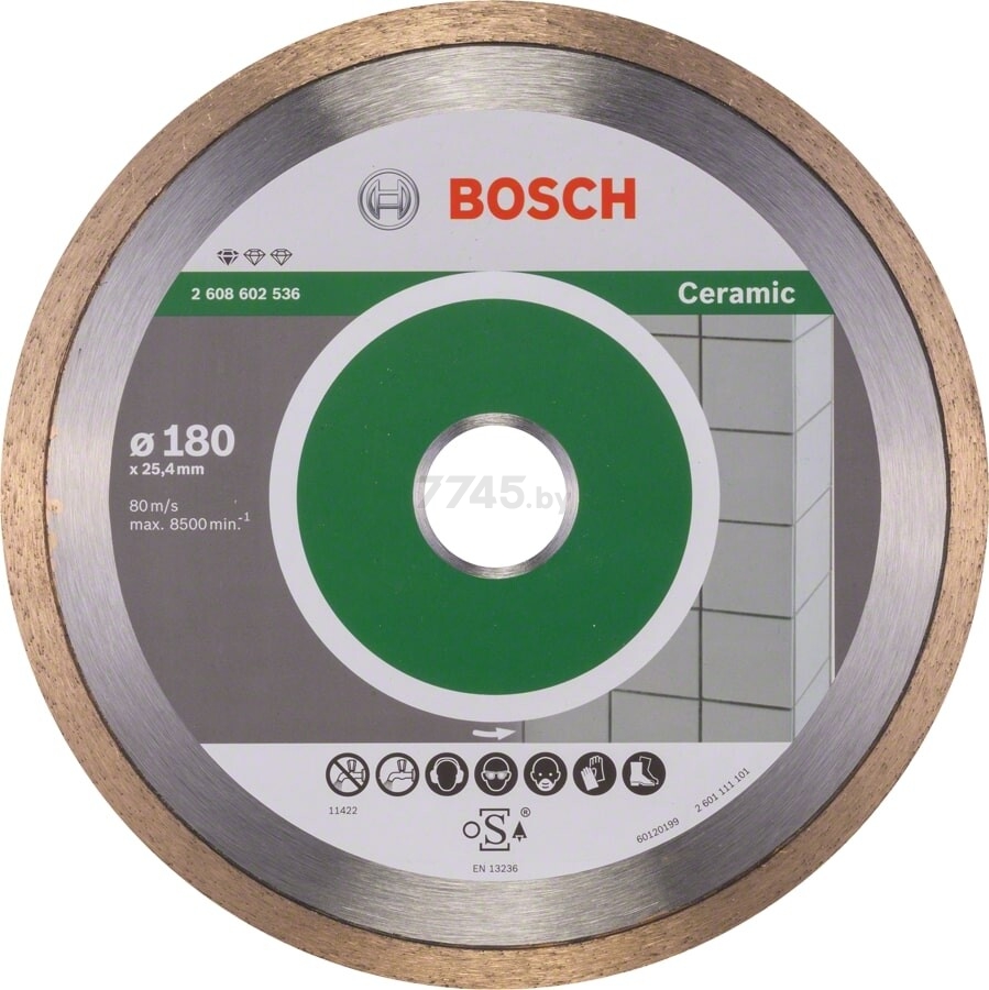 Круг алмазный 180х25,4 мм BOSCH Standard for Ceramic (2608602536)
